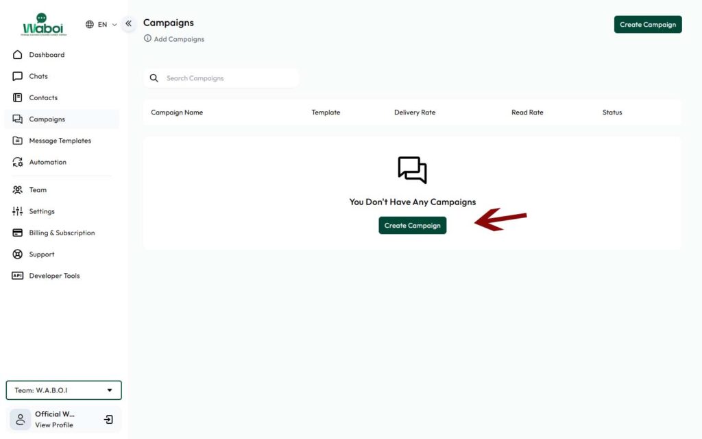 Campaign Setup Dashboard