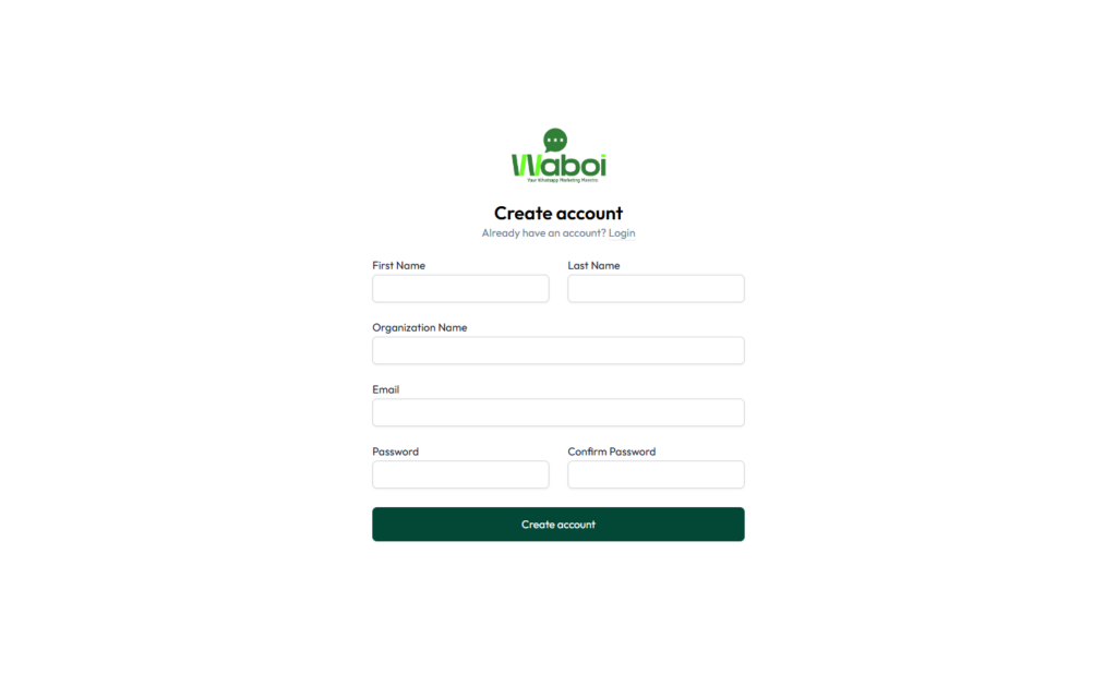 Waboi Account signup